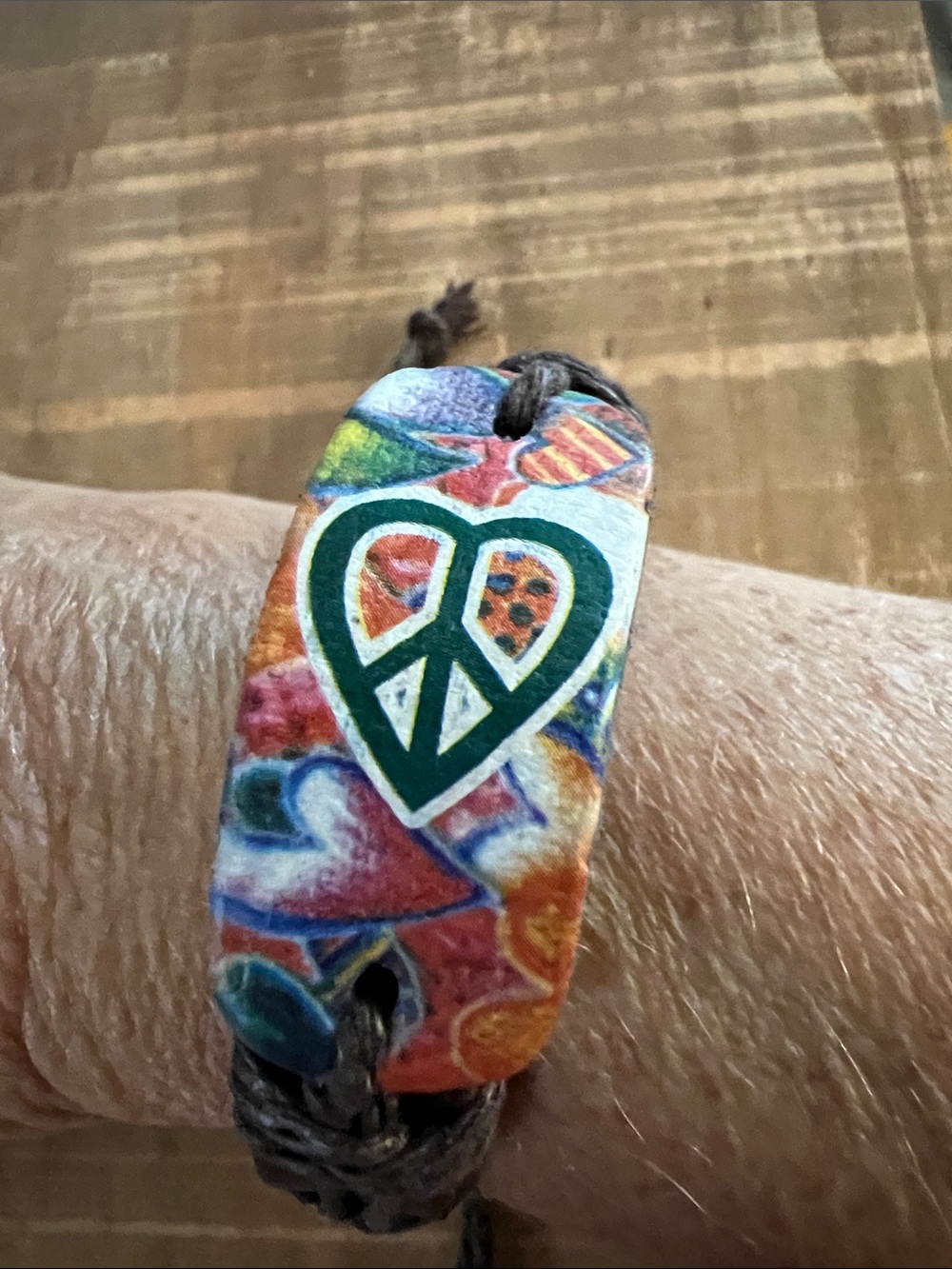3/$18 Colorful Peace Heart Leather Bracelet Lot 6016